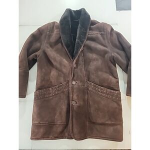 EMILIO VISCONTI Italy Genuine PELLE LEATHER Shearling Coat Men's 54 XL Brown